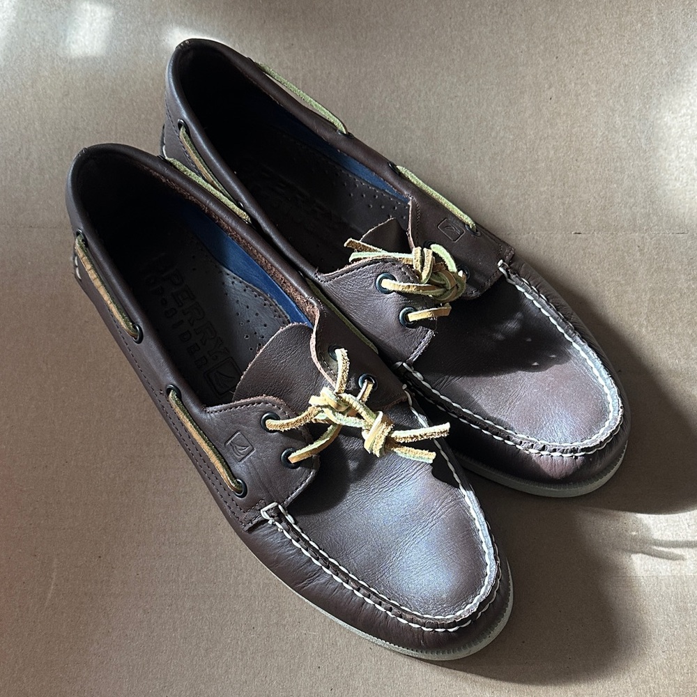 Sperry Dark Brown Leather Boat Shoes Size 12